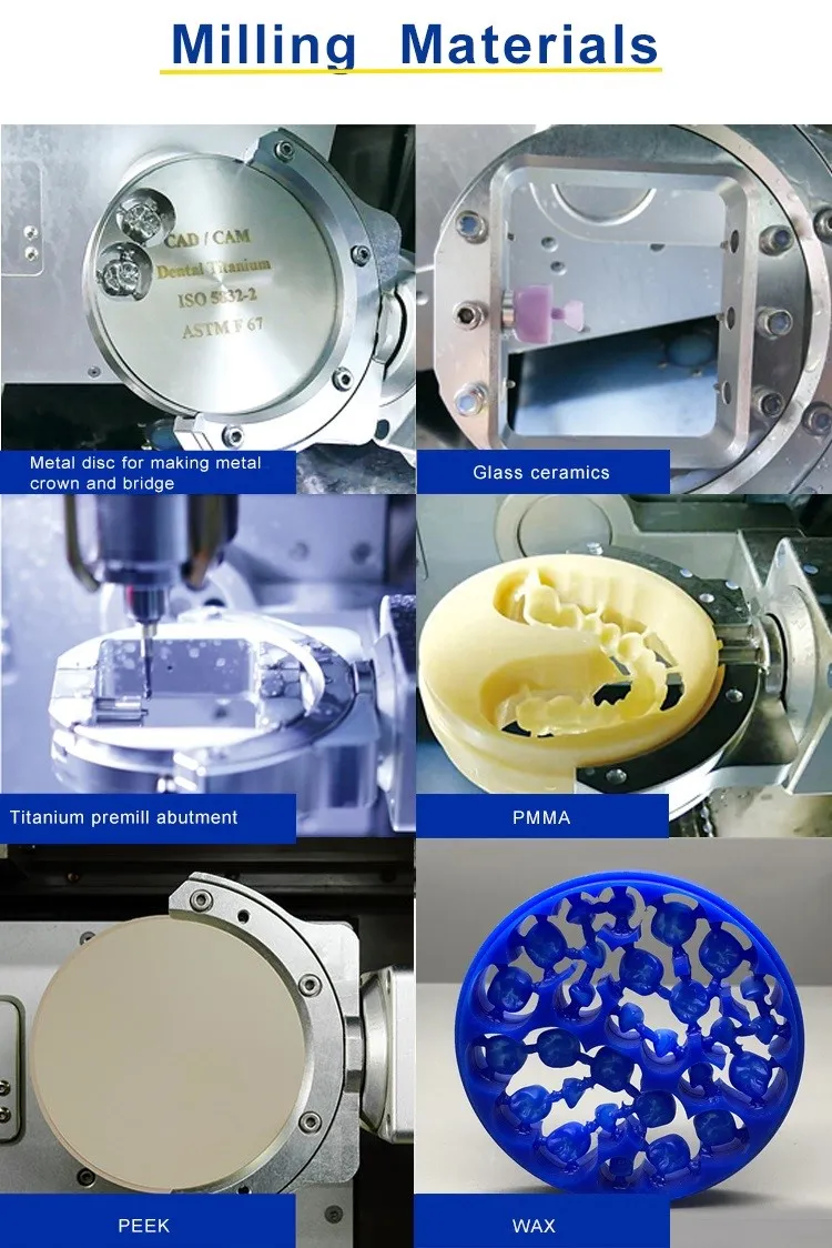 Dental Cad Cam Milling Machine 5 axis Milling Machine For Glass Ceramic MILLING MATERILS Dental Cad Cam Milling Machine 5 axis Milling Machine For Glass Ceramic MILLING MATERILS